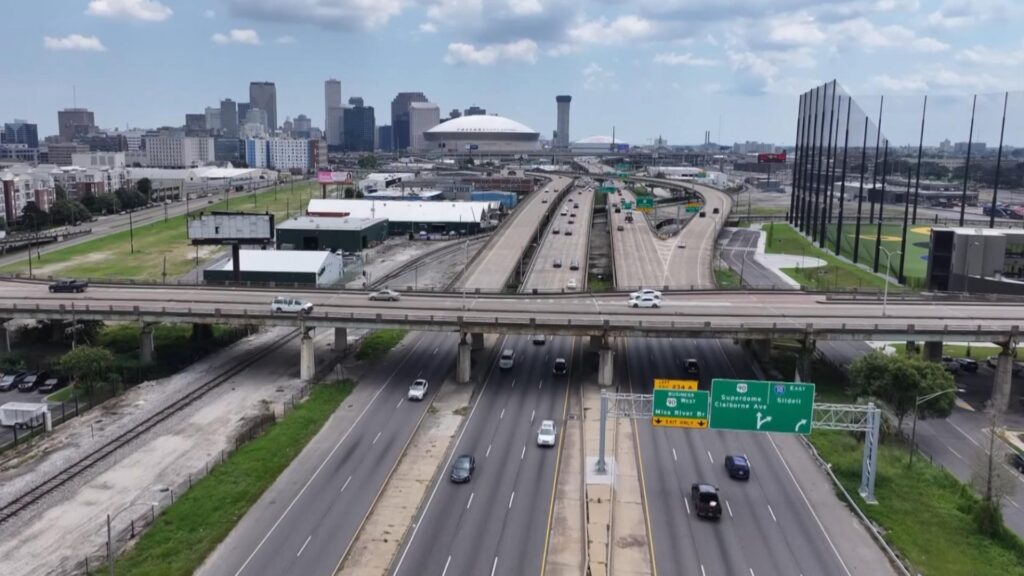 Aerial view of New Orleans highway